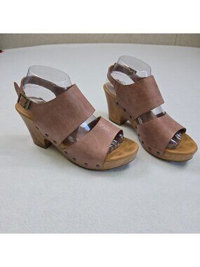 Korks Size 9 40.5 Annaleigh Leather Clog Sandals Tan Boho Platform Open-Toe